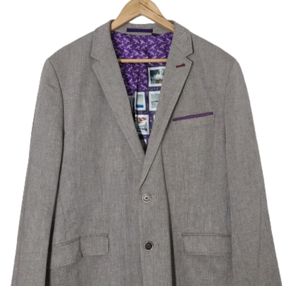TED BAKER Popping' Modern Trim Fit Herringbone Sport Coat Mens Size Ted 6/ US 44 - Picture 6 of 16